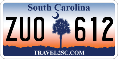 SC license plate ZUO612