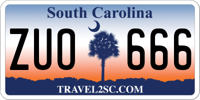 SC license plate ZUO666
