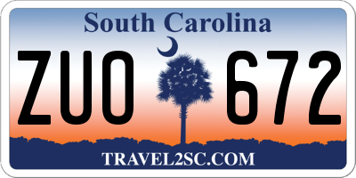 SC license plate ZUO672