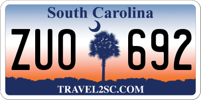 SC license plate ZUO692