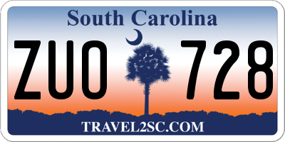 SC license plate ZUO728