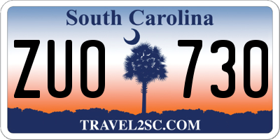 SC license plate ZUO730