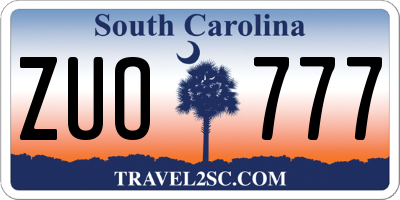 SC license plate ZUO777