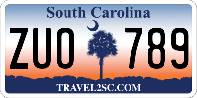 SC license plate ZUO789