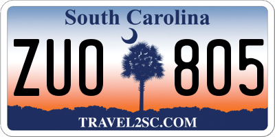 SC license plate ZUO805