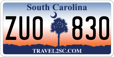 SC license plate ZUO830