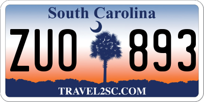 SC license plate ZUO893