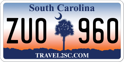 SC license plate ZUO960