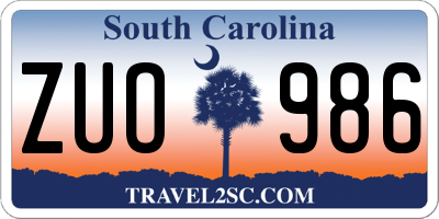 SC license plate ZUO986