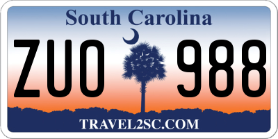 SC license plate ZUO988