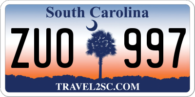 SC license plate ZUO997