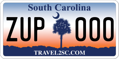 SC license plate ZUP000