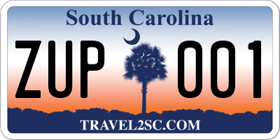 SC license plate ZUP001