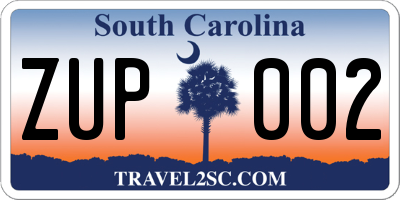 SC license plate ZUP002