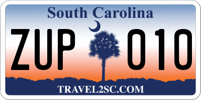 SC license plate ZUP010