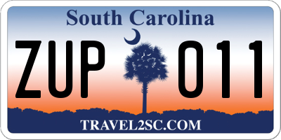 SC license plate ZUP011