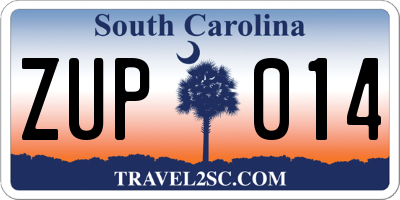 SC license plate ZUP014
