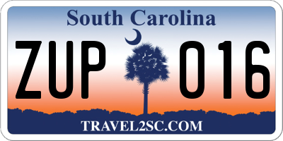 SC license plate ZUP016