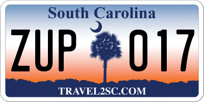 SC license plate ZUP017