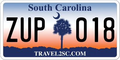 SC license plate ZUP018