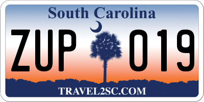 SC license plate ZUP019