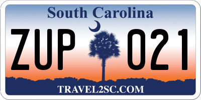 SC license plate ZUP021