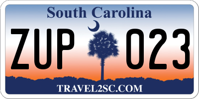 SC license plate ZUP023