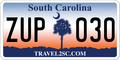 SC license plate ZUP030