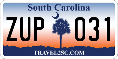 SC license plate ZUP031