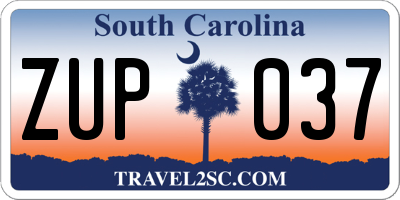 SC license plate ZUP037