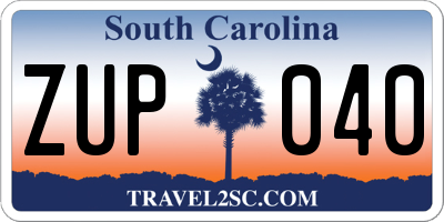 SC license plate ZUP040