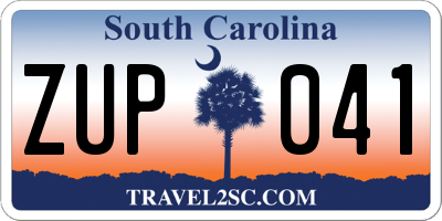 SC license plate ZUP041
