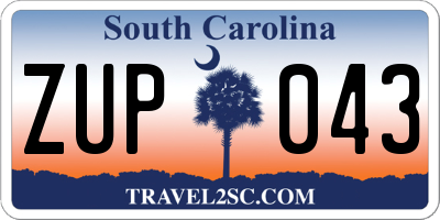 SC license plate ZUP043