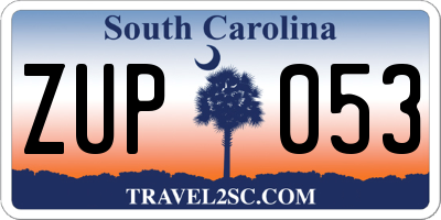 SC license plate ZUP053
