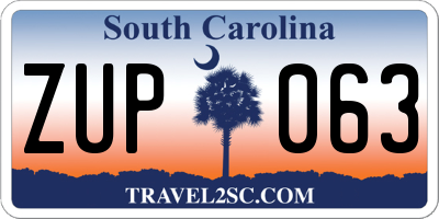 SC license plate ZUP063