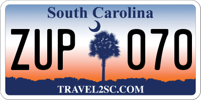 SC license plate ZUP070