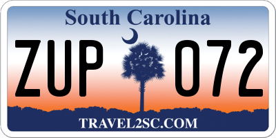 SC license plate ZUP072