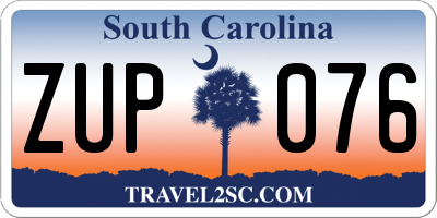 SC license plate ZUP076