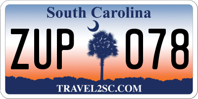 SC license plate ZUP078