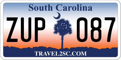 SC license plate ZUP087