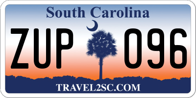 SC license plate ZUP096