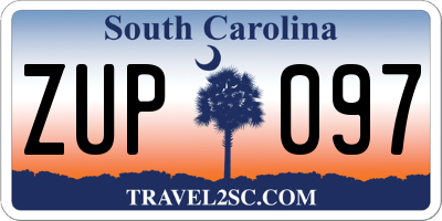 SC license plate ZUP097