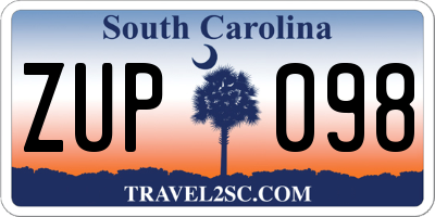 SC license plate ZUP098