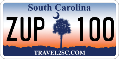 SC license plate ZUP100