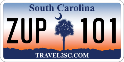 SC license plate ZUP101