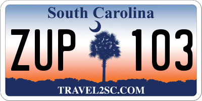 SC license plate ZUP103