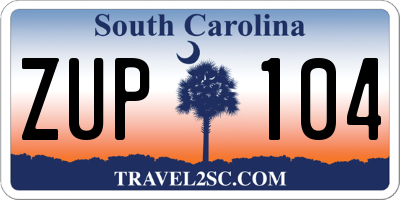 SC license plate ZUP104