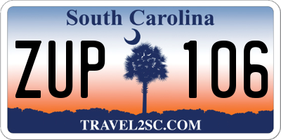 SC license plate ZUP106