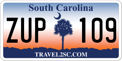 SC license plate ZUP109