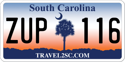 SC license plate ZUP116
